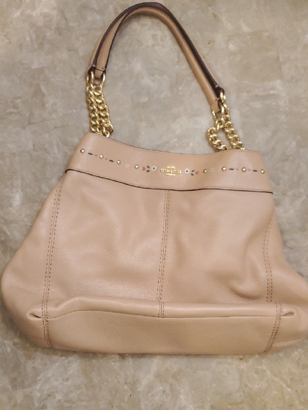 Coach Pebbled Leather Shoulder Bag Purse in Blush/Nude - Picture 11 of 16